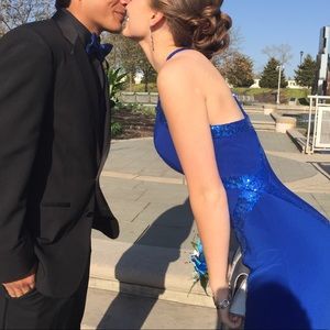 royal blue faviana prom dress - size 2